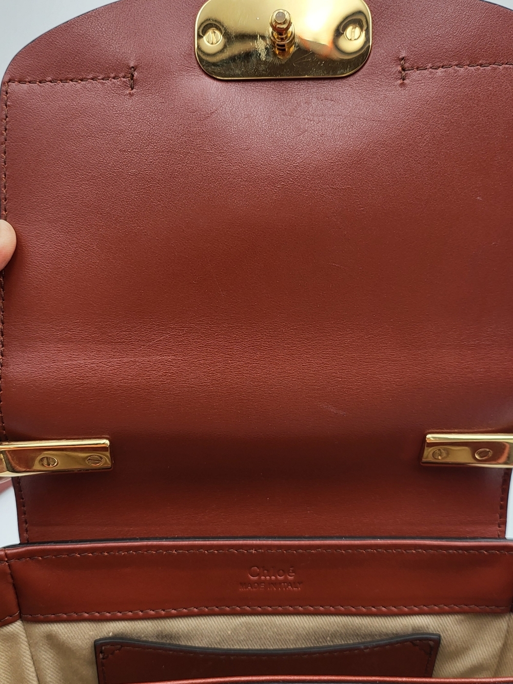 Chloé Calfskin Leather 'C' Mini Crossbody Bag, Auth w/COA. - Picture 8 of 16